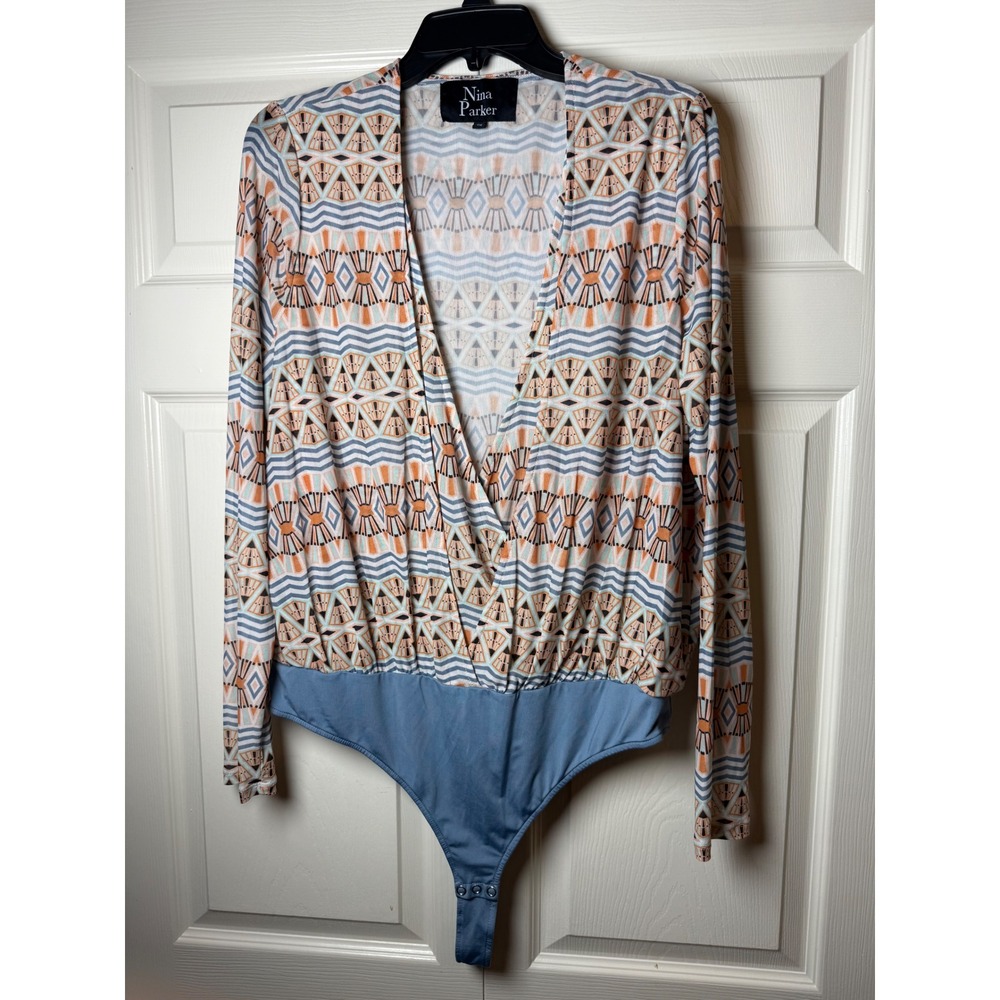 Nina Parker bodysuit geometric tribal print‎